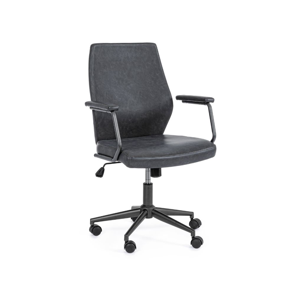 KLULK Poltrona Da Scrivania Ergonomica In Ecopelle Con Schienale Reclinabile, 5 Ruote Ruotanti A 360 Gradi, Altezza Regolabile